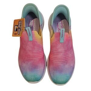NEW Skechers Slip-Ins Hands Free Shoes – Girls Size 1 – Rainbow Ombre